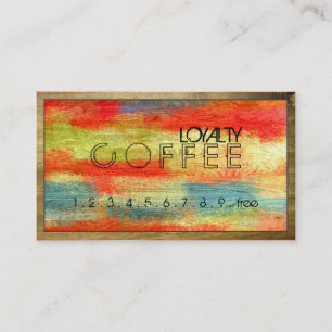 Cartão De Fidelidade Café de Lealdade Punch Colorful Wood Grain #6