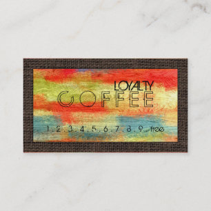 Cartão De Fidelidade Café de Lealdade Punch Colorful Wood Grain #7