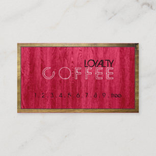 Cartão De Fidelidade Café de Lealdade Punch Modern Red Wood Grain #4