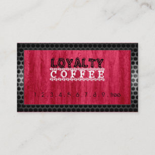 Cartão De Fidelidade Café de lealdade Punch Modern Red Wood Grain #7