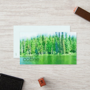 Cartão De Fidelidade Café de Lealdade Simples com Aquarelas de Lakeshor