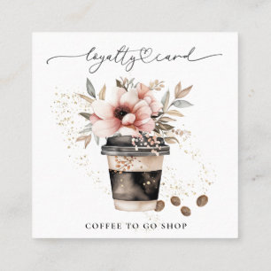 Cartão De Fidelidade *~* Café Floral Para Ir Para O Espresso QR Rewards