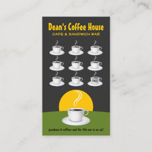 Cartão De Fidelidade Café Preto Verde Compra Lealdade Prêmios Punch Caf