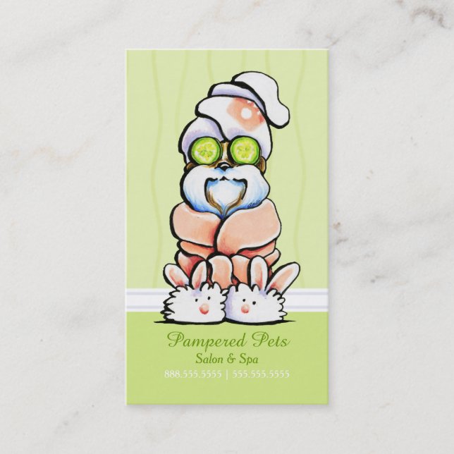 Cartão De Fidelidade Cão Groomer Spa Shih Tzu Cucumber Cliente Punch (Frente)