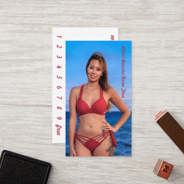 Cartão De Fidelidade Cartão-Lealdade Photo Bikini Café Drive-Thru (Frente/Verso In Situ)