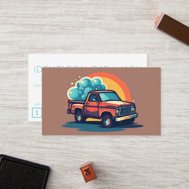 Cartão De Fidelidade CARWASH customer loyalty punch card (Frente/Verso In Situ)