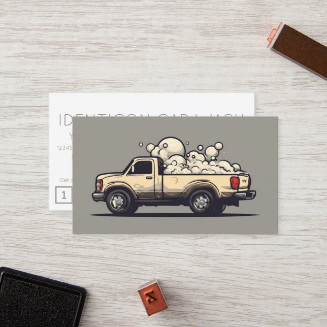 Cartão De Fidelidade CARWASH customer loyalty punch card (Frente/Verso In Situ)