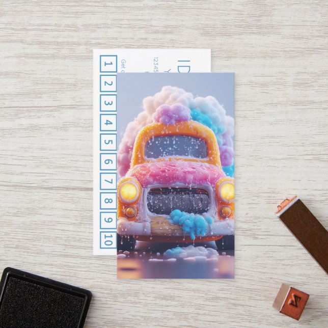 Cartão De Fidelidade CARWASH customer loyalty punch card (Frente/Verso In Situ)