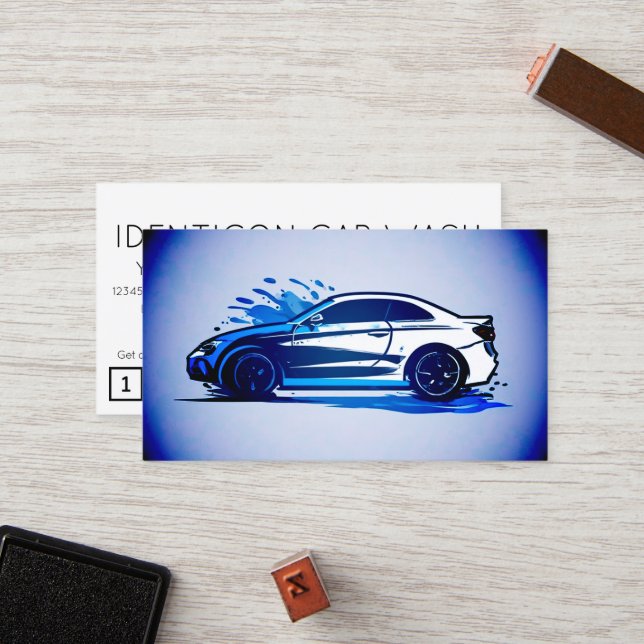 Cartão De Fidelidade CARWASH customer loyalty punch card (Frente/Verso In Situ)