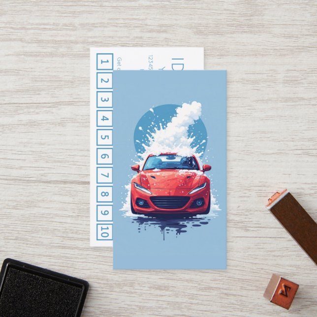 Cartão De Fidelidade CARWASH customer loyalty punch card (Frente/Verso In Situ)