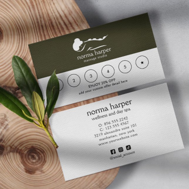 Cartão De Fidelidade CHIC Business Reward 6 Punch Logo DARGE SAGE VERDE (Criador carregado)