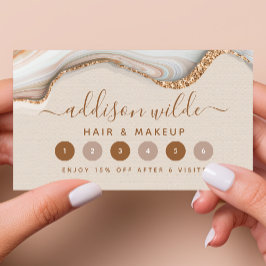 Cartão De Fidelidade Chic Moderna de Agitação de Mármore Dourado Elegan