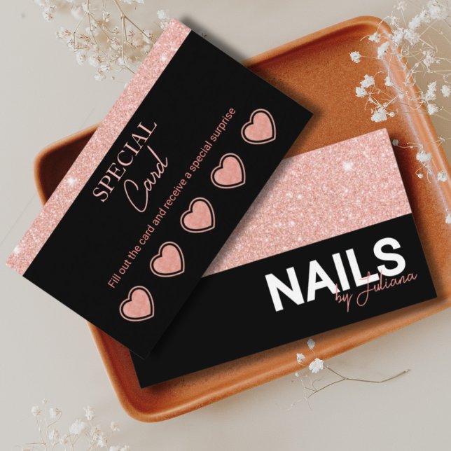 Cartão de fidelidade Chic Rosa Dourado Beauty Salo (Criador carregado)