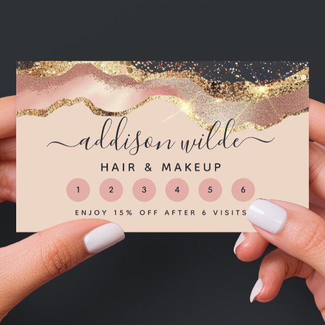 Cartão De Fidelidade Cinza Rosa Esbranquiçada E Script Moderno Elegante (Criador carregado)