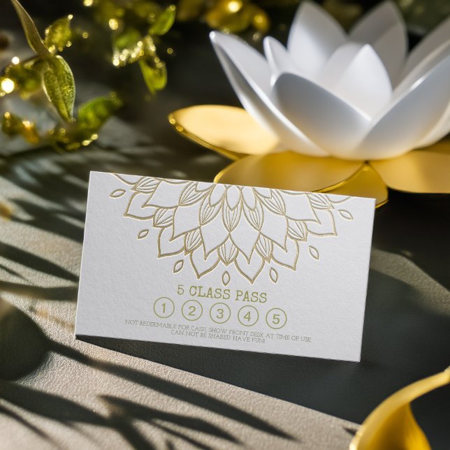 Cartão De Fidelidade Classe Yoga Pass White Dourado Emboscada Mandala F (Criador carregado)