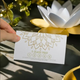 Cartão De Fidelidade Classe Yoga Pass White Dourado Emboscada Mandala F
