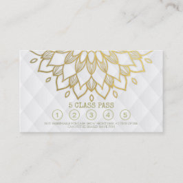 Cartão De Fidelidade Classe Yoga Passe Dourada Mandala Floral White Cou