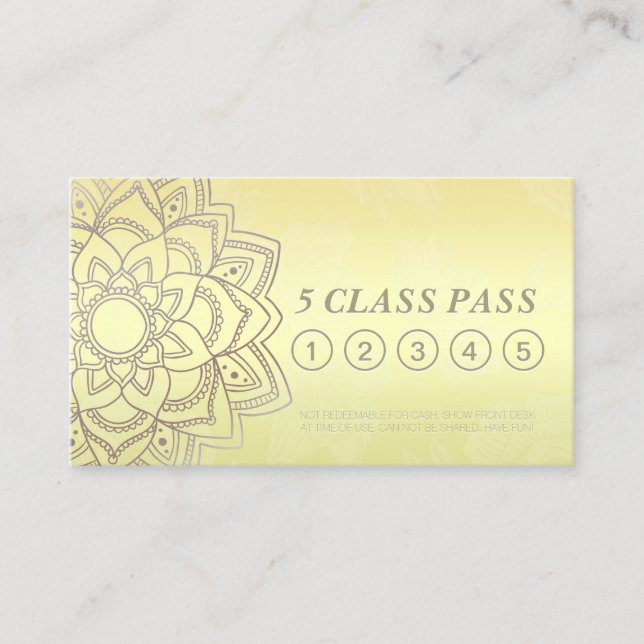 Cartão De Fidelidade Classe Yoga Studio Pass Black Dourado Mandala Leal (Frente)