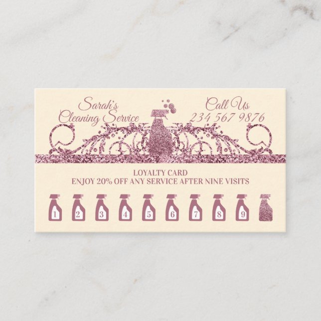 Cartão De Fidelidade Clearing Maid Janitorial sparkle (Frente)