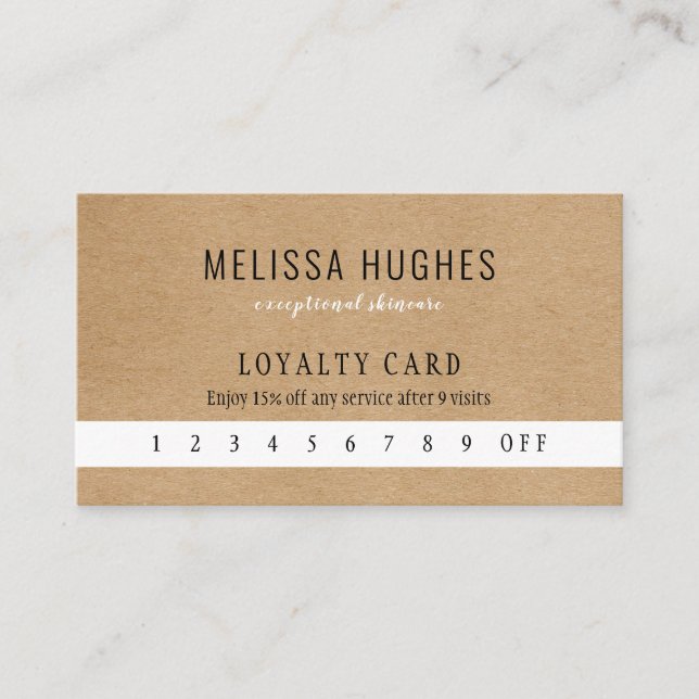 Cartão De Fidelidade Cliente Empresarial Profissional Rustic Kraft (Frente)