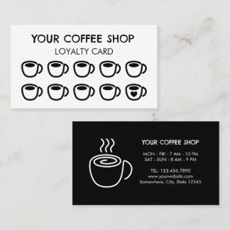 Cartão De Fidelidade Coffee Cups Black Modern Coffee Shop Customer 