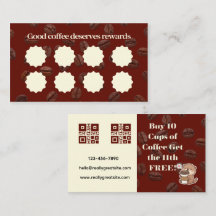 Coffee Loyalty Card - Buy 10 Get 1 Free Rewards