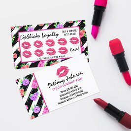 Cartão De Fidelidade Coletor Lipstick Glam Rosa Kiss Carimbo de Lealdad