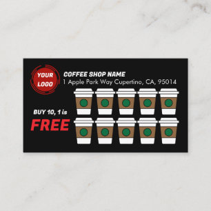 Cartão De Fidelidade Comprar de Compro de café 10 Obter 1 PERSONALIZADO