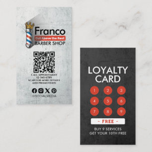 Cartão De Fidelidade Compro Barber Coroa Real Barbeiro Par Salão QR