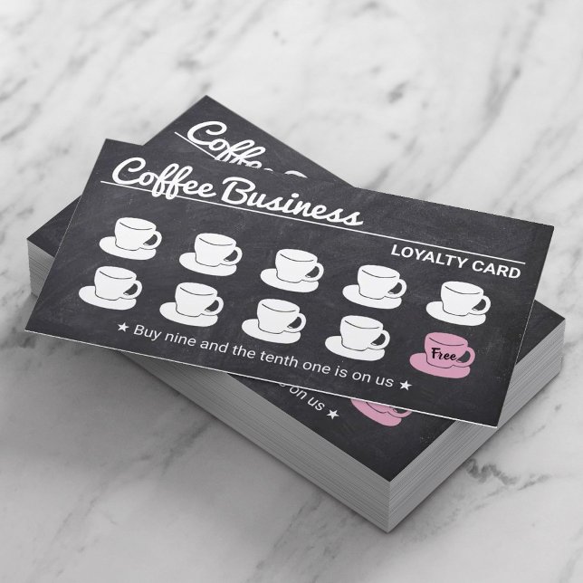 Cartão De Fidelidade Compro Café Rustic Chalkboard Cafe Lealdade (Criador carregado)