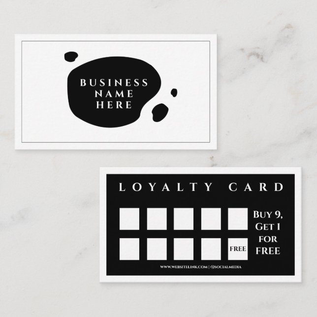 Cartão De Fidelidade Compro de Café Mínimo Salão Branco Negro (Frente/Verso)