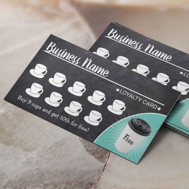 Cartão De Fidelidade Compro de café Rustic Chalkboard 10 Cups Lealdade (Criador carregado)