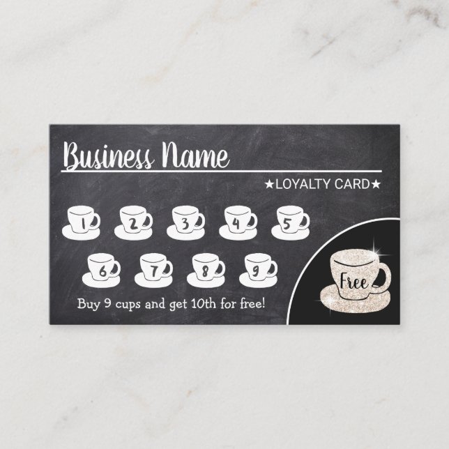 Cartão De Fidelidade Compro de café Rustic Chalkboard Lealdade ao clien (Frente)