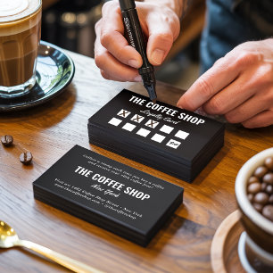 Cartão De Fidelidade Compro de café simples, preto e branco, minimalist