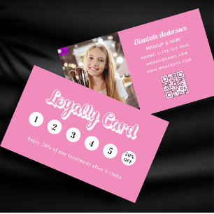 Cartão De Fidelidade Cópia de foto do código qr branco-rosa