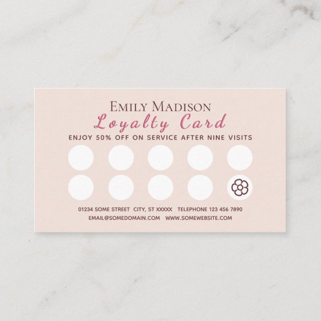 Cartão De Fidelidade Cor d'água - rosada amarela roxas a preto, Monogra (Verso)