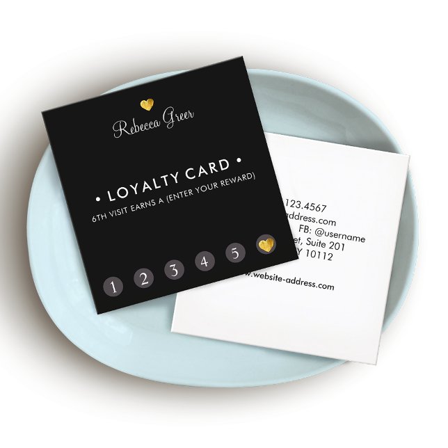 Cartão De Fidelidade Coração Dourada Bastante 6 Punch Quadrado de Leald (Criador carregado)