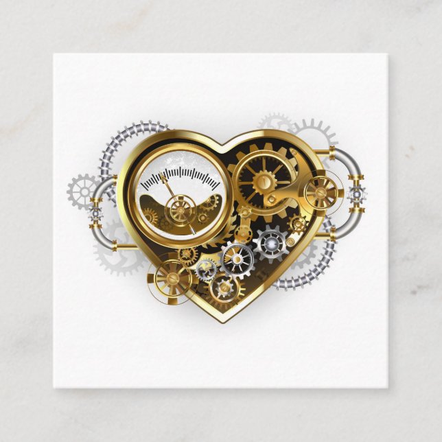 Cartão De Fidelidade Coração Steampunk com Manômetro (Frente)