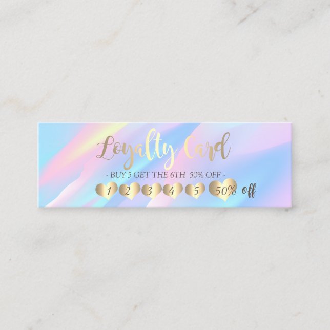 Cartão De Fidelidade Corações Profissionais Modernos e Elegantes Hologr (Frente)