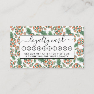 Cartão De Fidelidade Coral Orange Watercolor Pineanases Florais