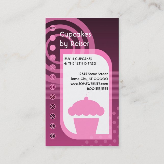 Cartão De Fidelidade cupcake de lealdade (Frente)