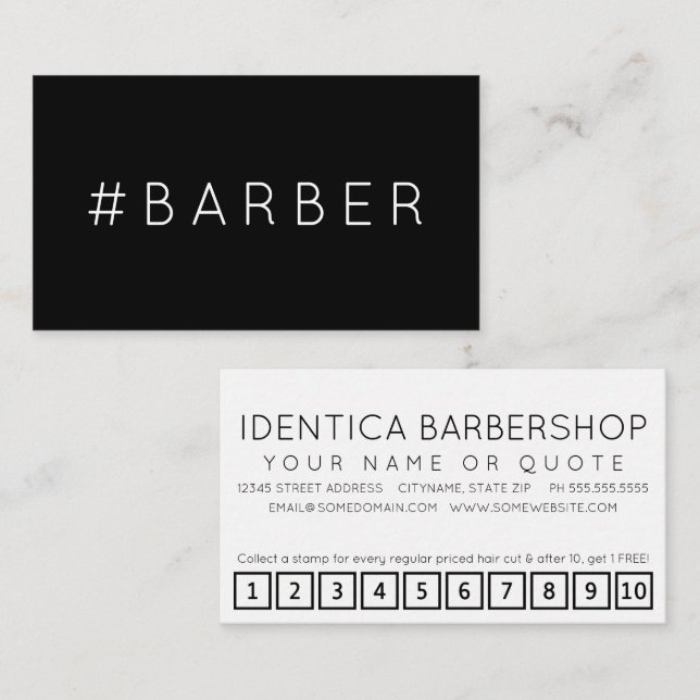 Cartão de fidelidade da hashtag #BARBER (Frente/Verso)
