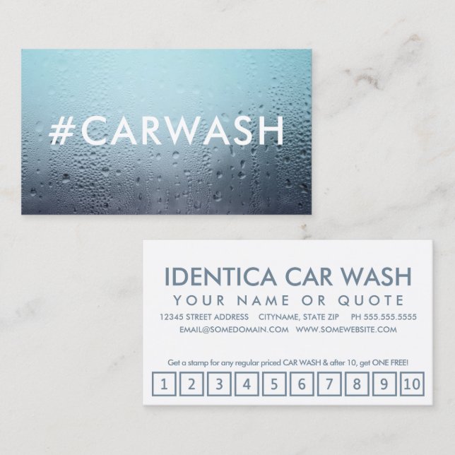 Cartão de fidelidade da hashtag #CARWASH (Frente/Verso)