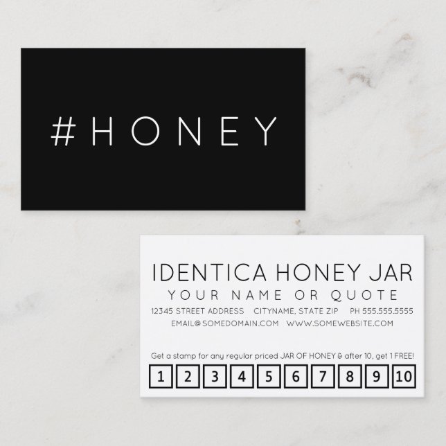 Cartão de fidelidade da hashtag #HONEY (Frente/Verso)