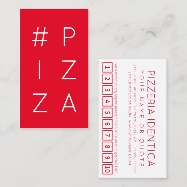 Cartão de fidelidade da hashtag #PIZZA (Frente/Verso)