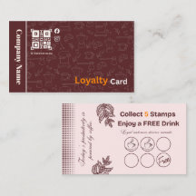 Cartão de Fidelidade de Café com Selo de Recompens