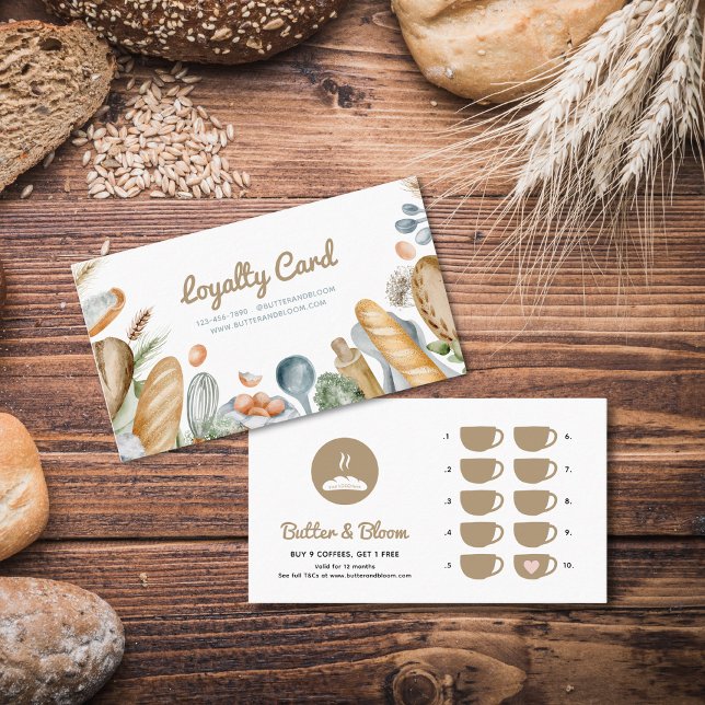 Cartão de Fidelidade de Café da Boho Bakery (Free Coffee Boho Bakery Loyalty Card)