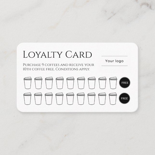 Cartão de Fidelidade de Café Elegante (Frente)