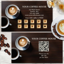 Cartão de Fidelidade de Café Moderno com Código QR