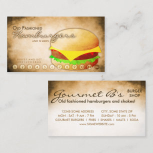 cartão de fidelidade de compro hamburger envelhec